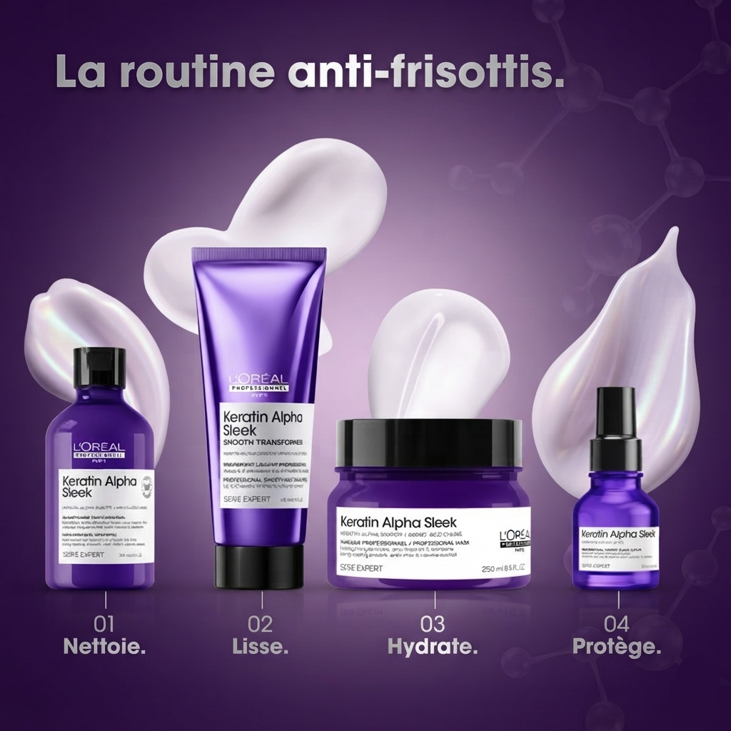 Masque Disciplinant L'Oréal Keratin Alpha Sleek – Soin Lissant