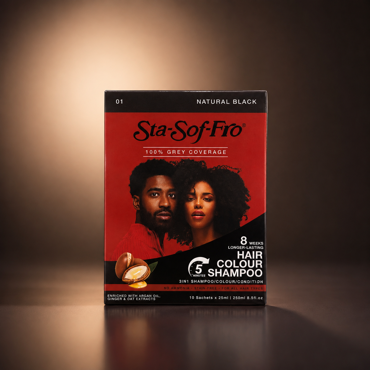 3-in-1 Hair Colour Shampoo – Sta-Sof-Fro (01 Natural Black)
