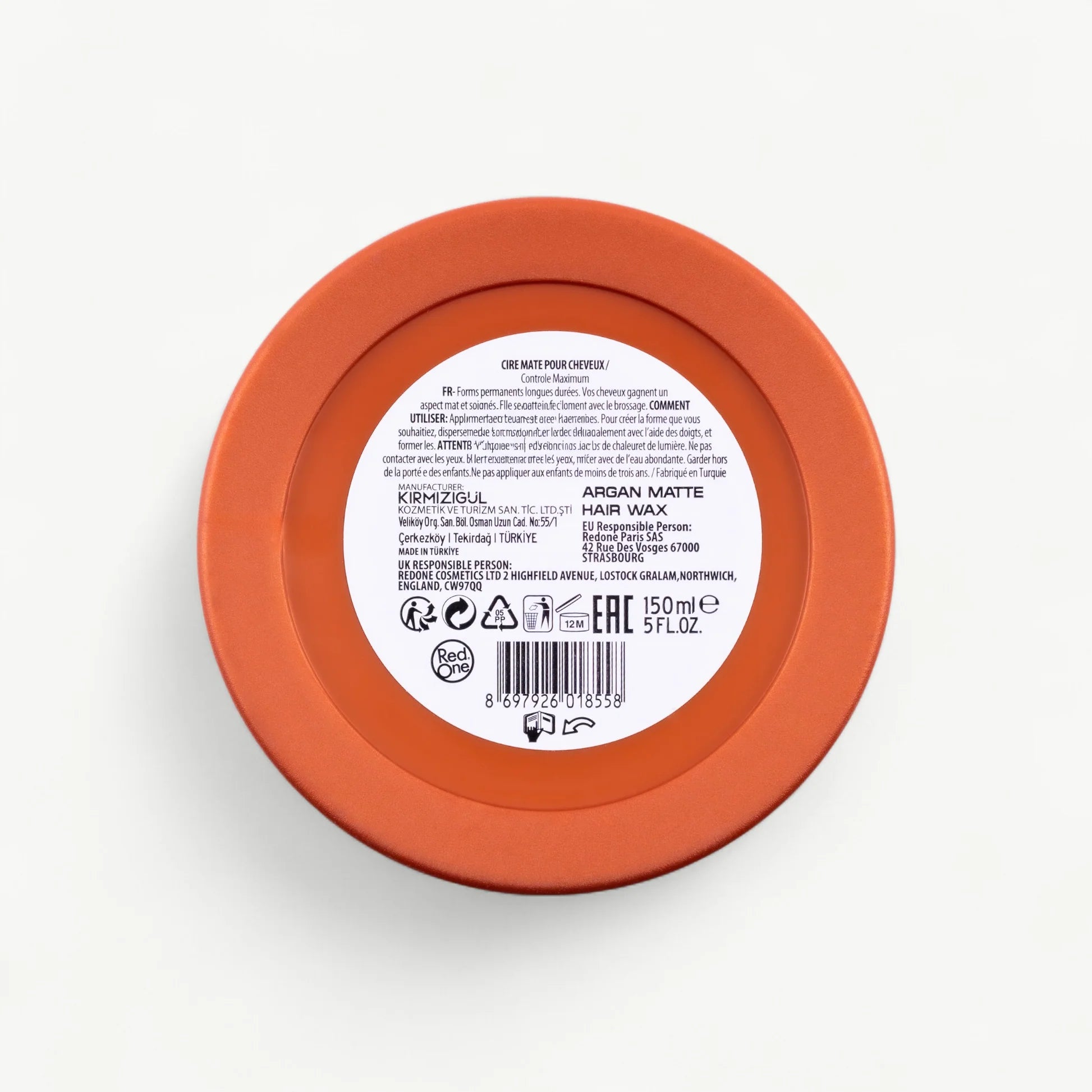 Cire Coiffante RedOne Matte Hair Wax Argan – Fixation Forte (150 ml)